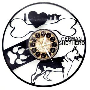 I HEART MY GERMAN SHEPHERD vinyl record clock